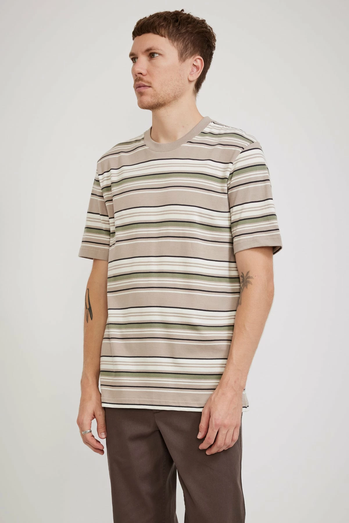 Johannes Weekend Stripe Light Khaki