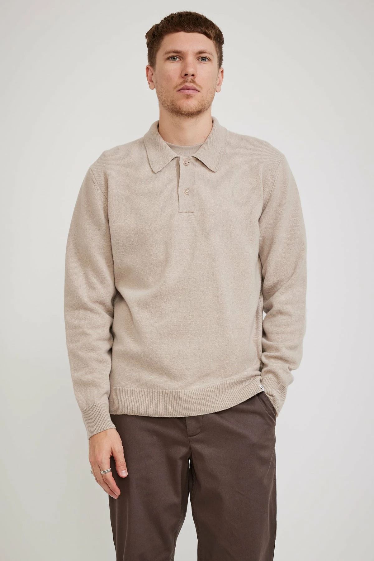 Marco Lambswool Polo Utility Khaki