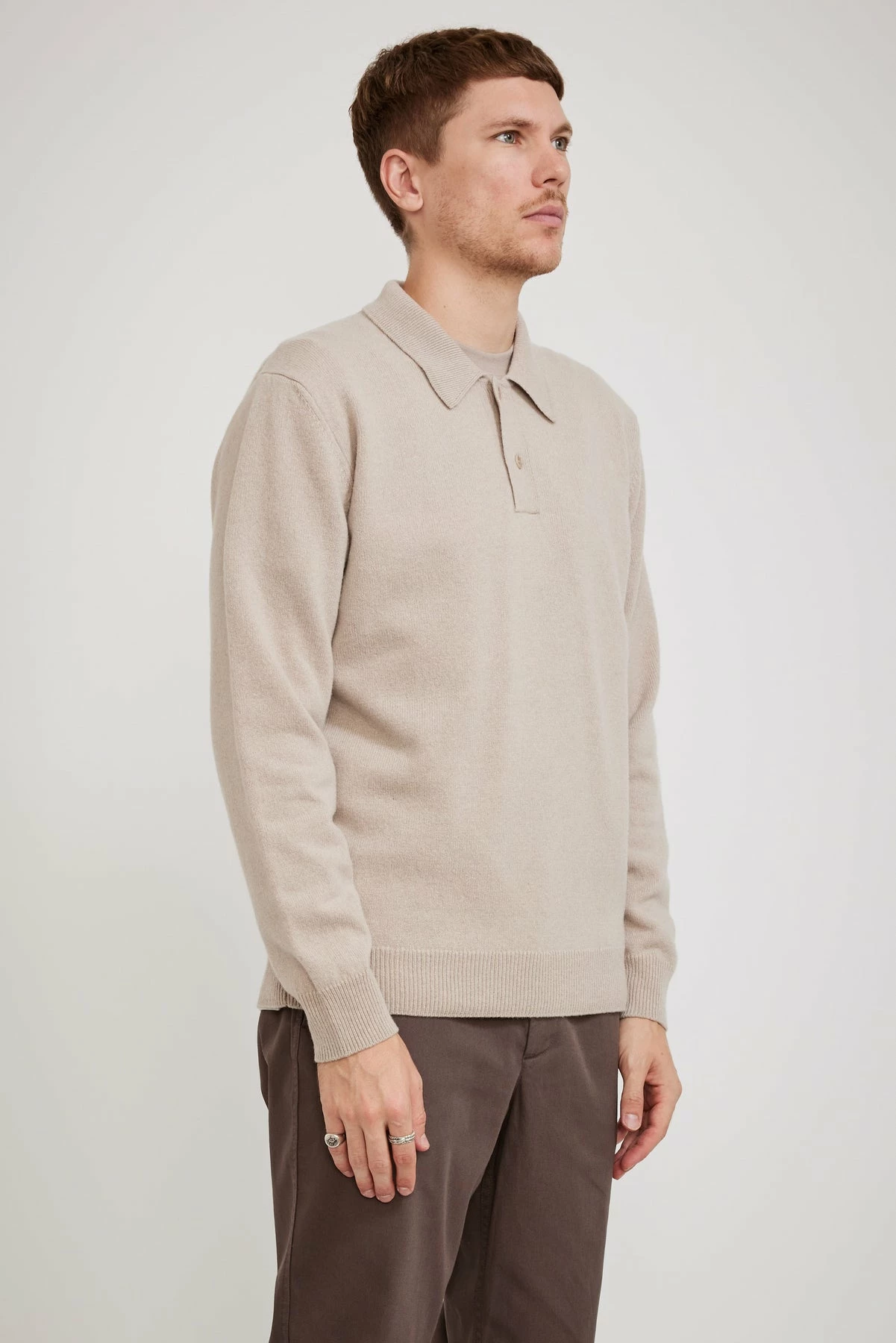 Marco Lambswool Polo Utility Khaki - Image 4