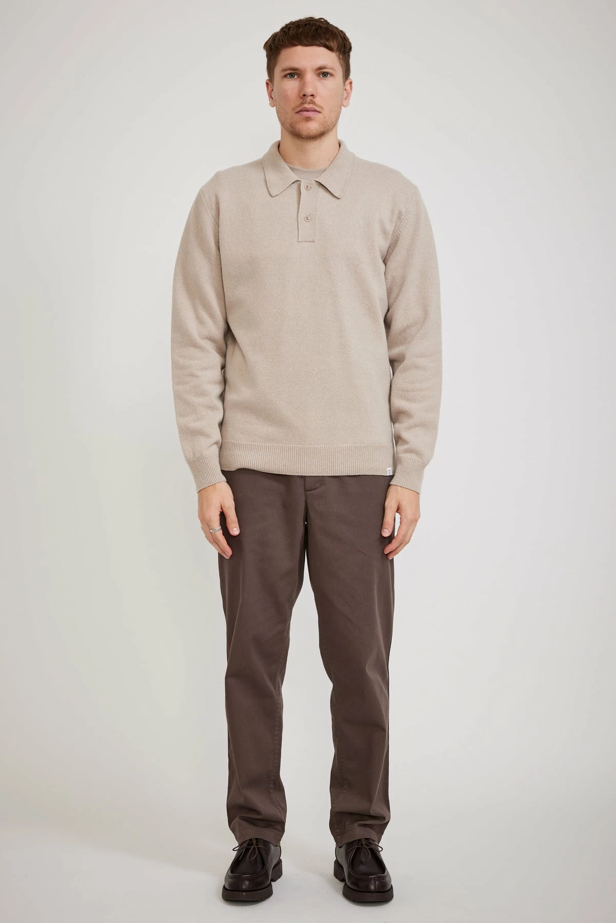 Marco Lambswool Polo Utility Khaki - Image 2