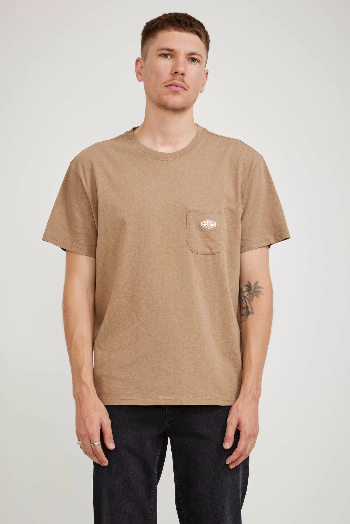 Leffe Pocket Tee Brown Melange