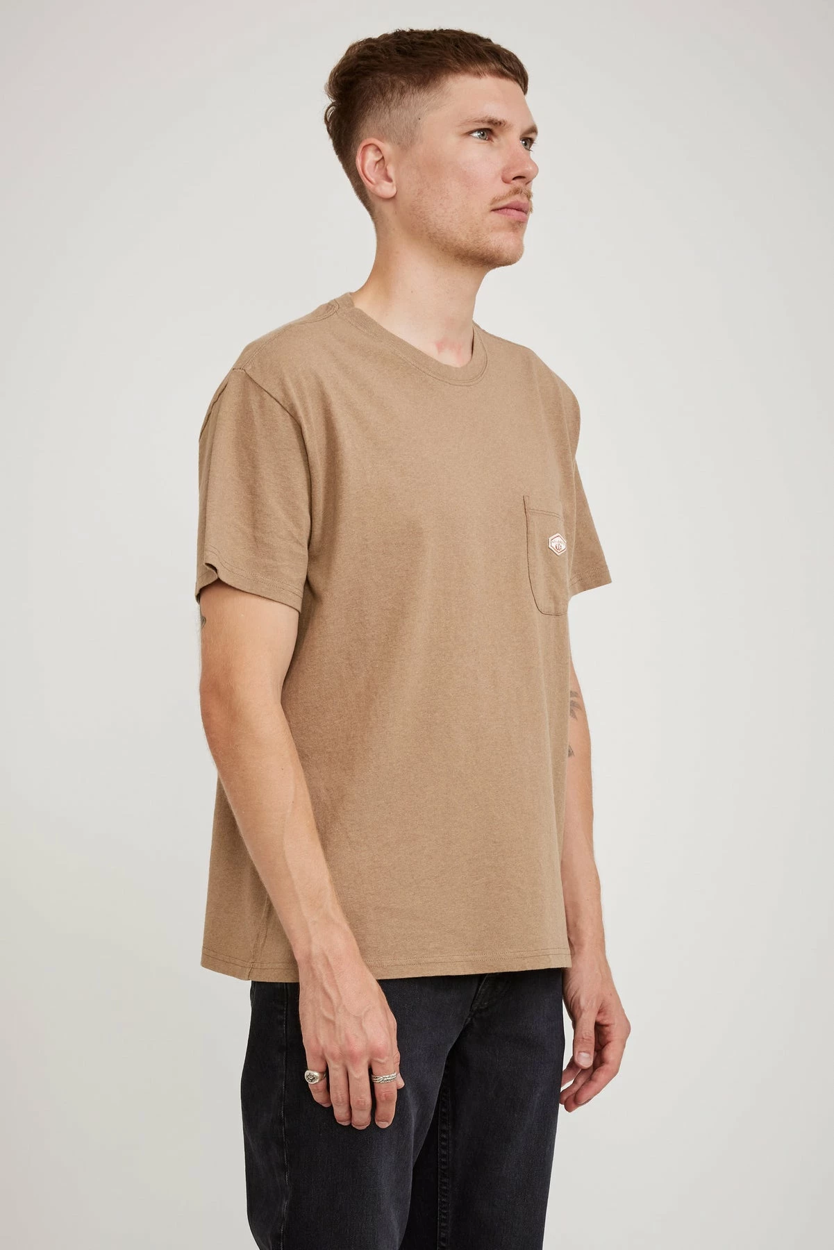 Leffe Pocket Tee Brown Melange - Image 3