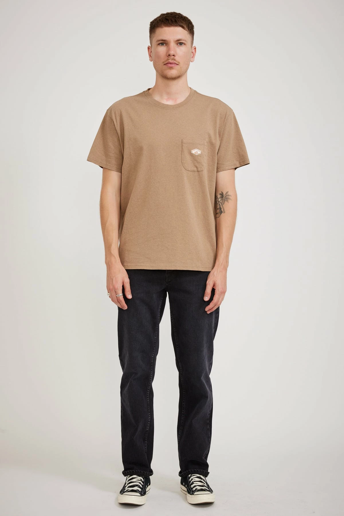 Leffe Pocket Tee Brown Melange - Image 2