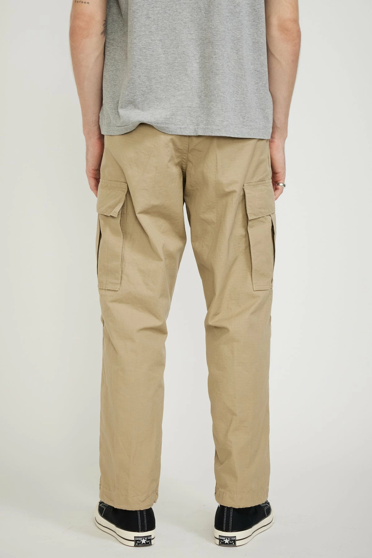 Vintage Fit 6 Pockets Cargo Pants Beige - Image 5