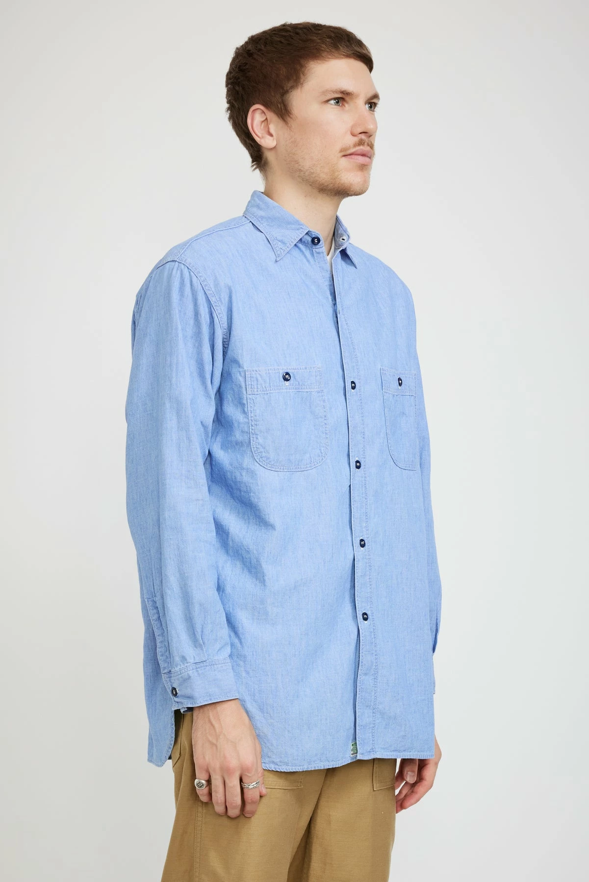 Vintage Fit Chambray Work Shirt Bleached - Image 3
