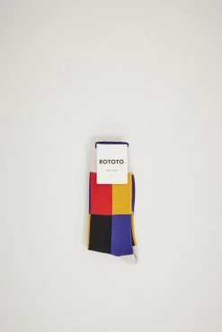 4 Panel Crew Socks Light Gray/Yellow/Dark Blue