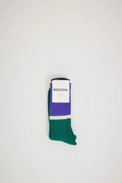 Bicolor Ribbed Crew Socks Blue / Green