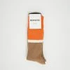 Bicolor Ribbed Crew Socks Orange / Light Brown