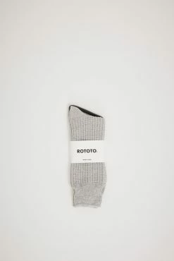 Cotton Waffle Crew Socks Medium Gray