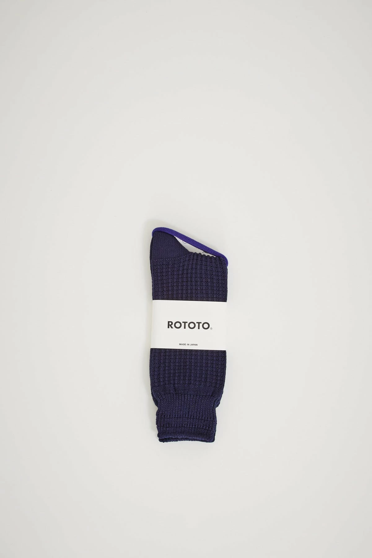 Cotton Waffle Crew Socks Dark Navy