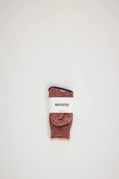 Double Face Crew Socks Dark Red/Brown