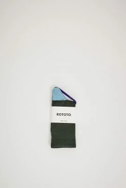 Hybrid Crew Socks Dark Green/Light Blue