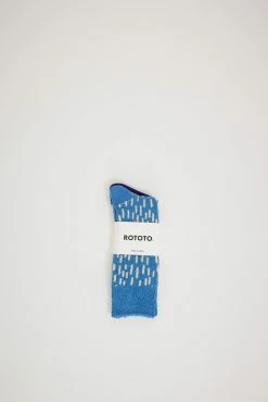 Rain Drop Crew Socks Blue/Ivory