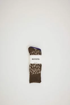 Rain Drop Crew Socks Dark Brown/Ivory