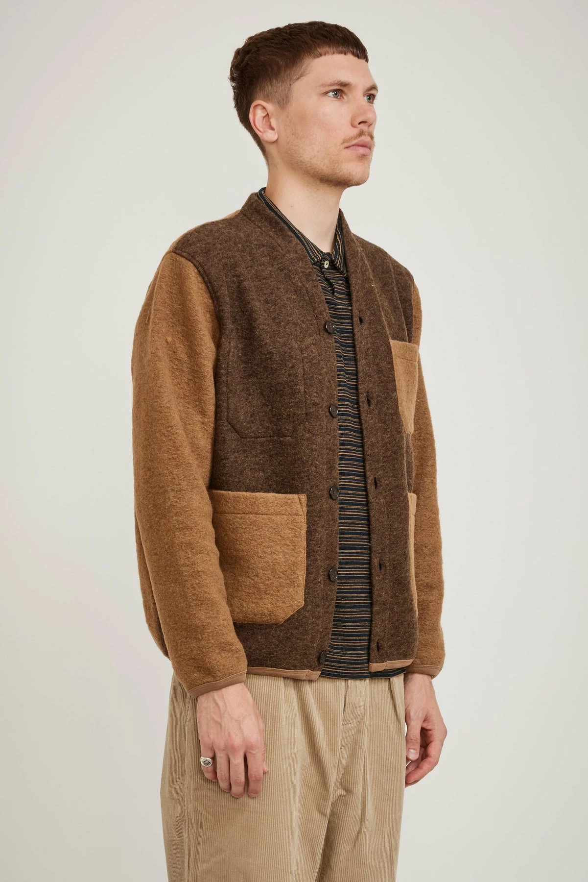 Cardigan Wool Fleece Brown/Taupe - Image 2