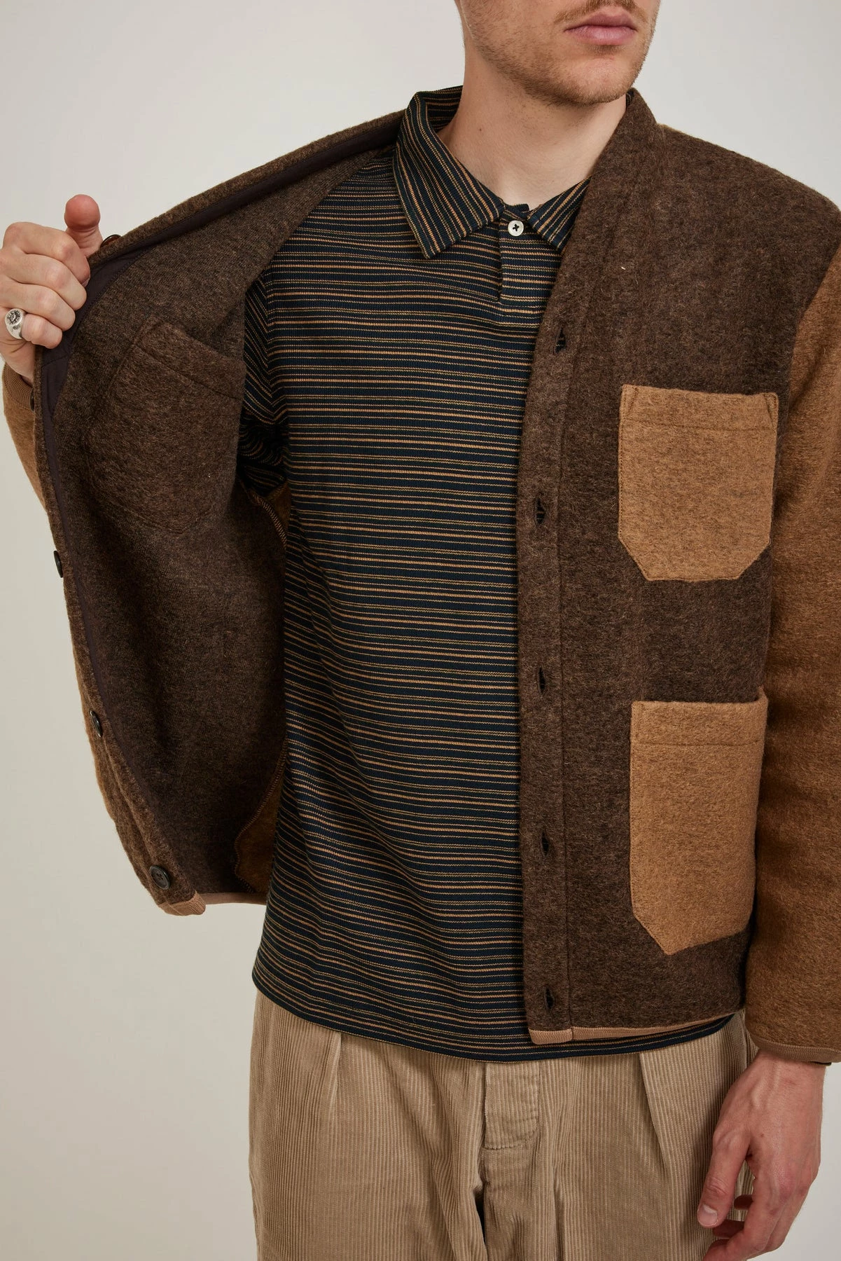 Cardigan Wool Fleece Brown/Taupe - Image 5