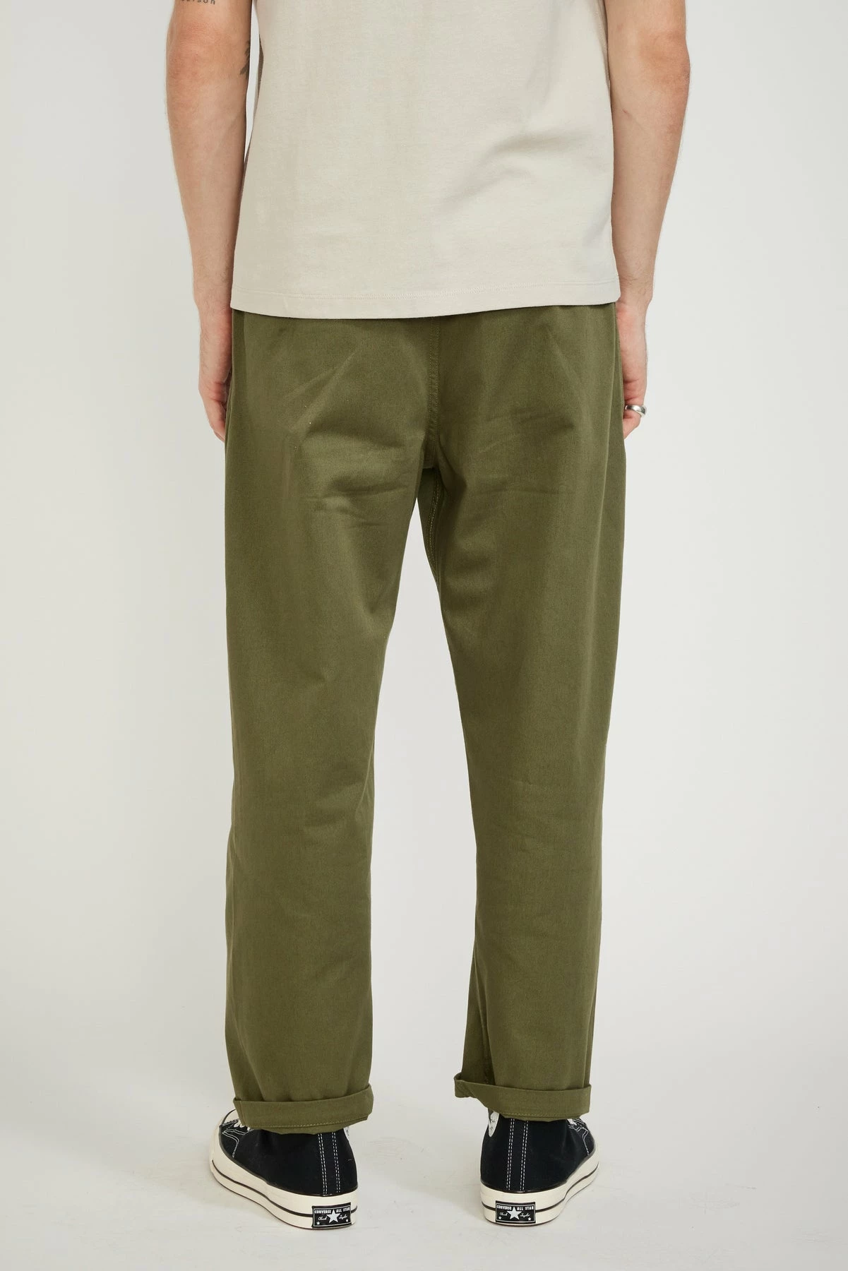 Double Pleat Pant Light Olive Twill - Image 4