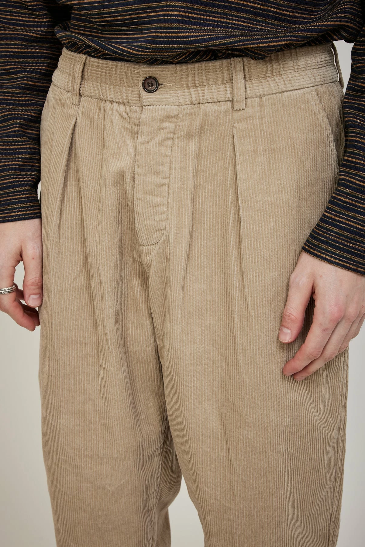 Pleated Track Pant Stone Cord - Image 5
