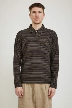 Vacation Polo Japanese Stripe Knit Olive