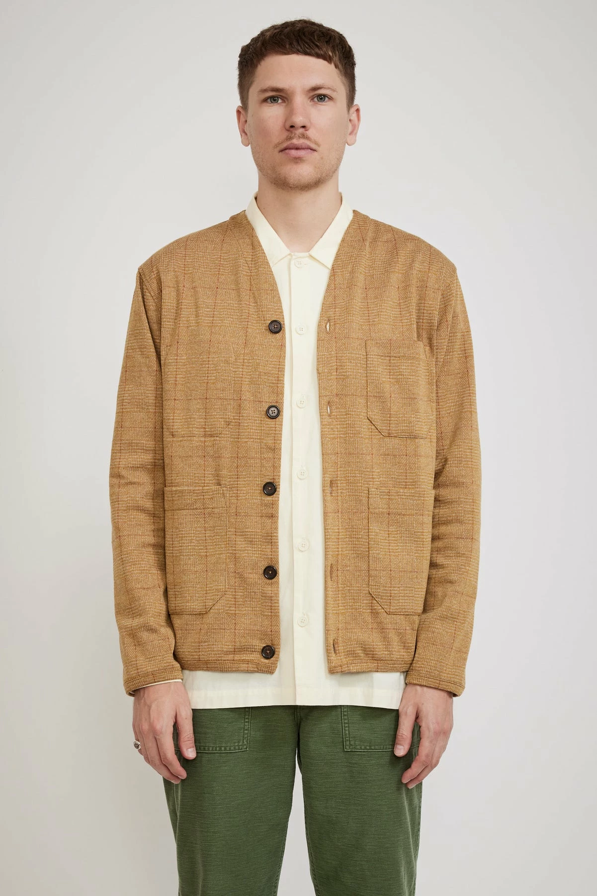 Cardigan Wales Check Fleece Rust - Image 4