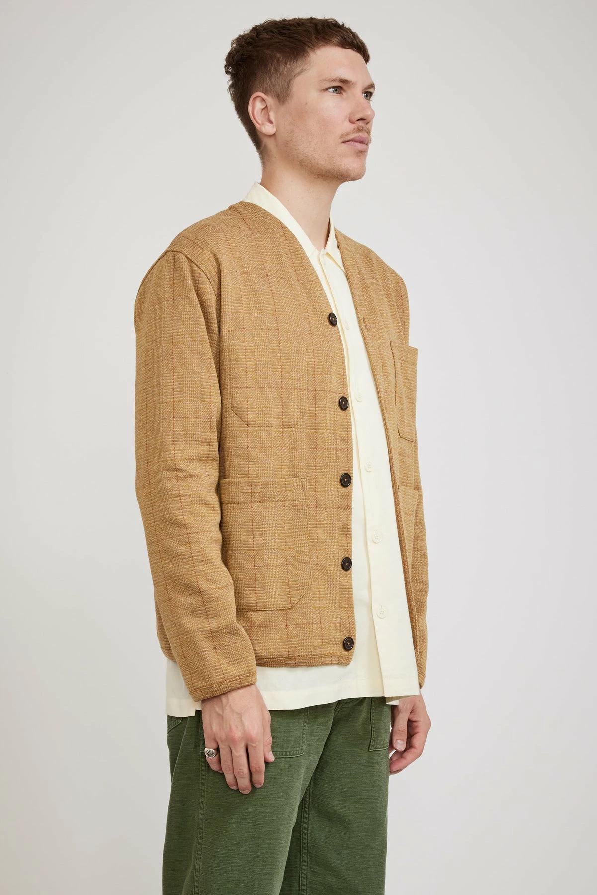 Cardigan Wales Check Fleece Rust - Image 3