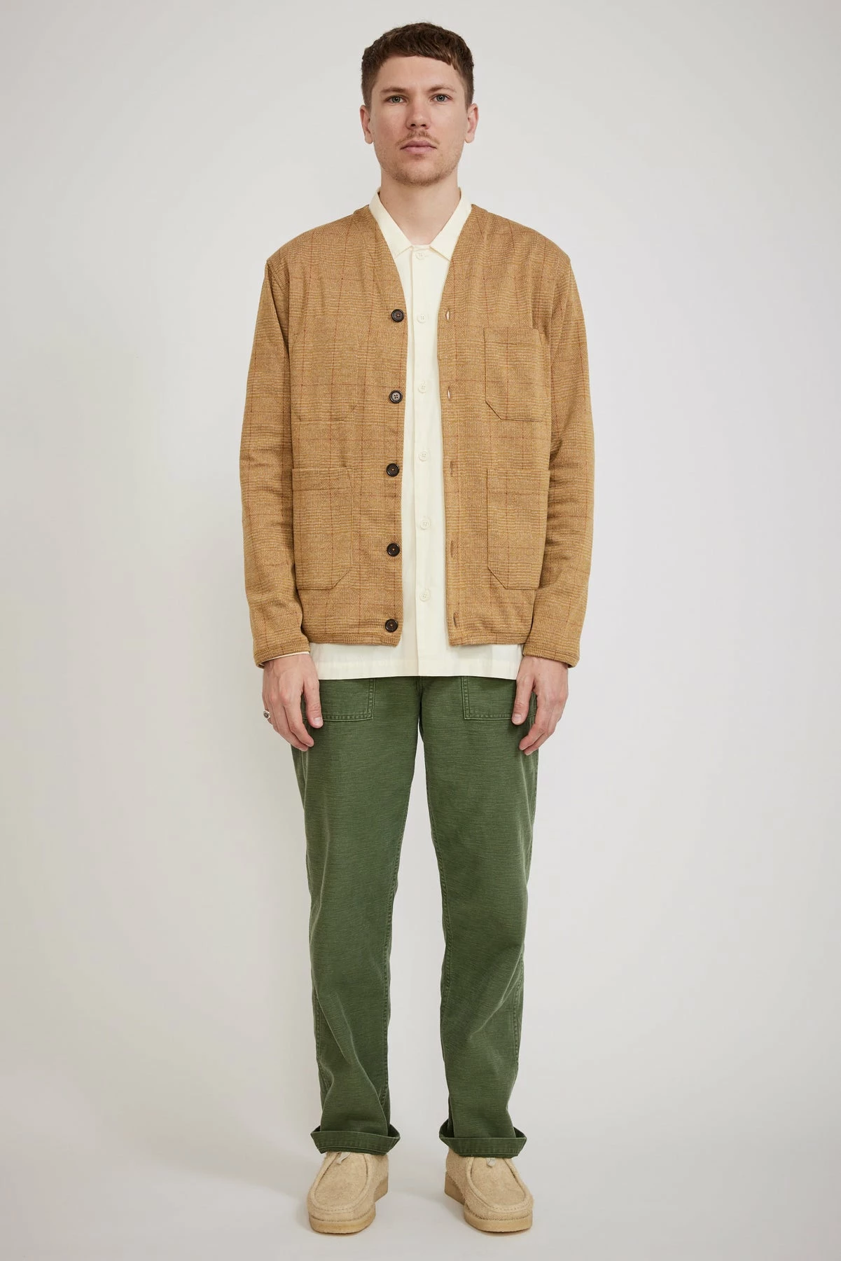 Cardigan Wales Check Fleece Rust - Image 2