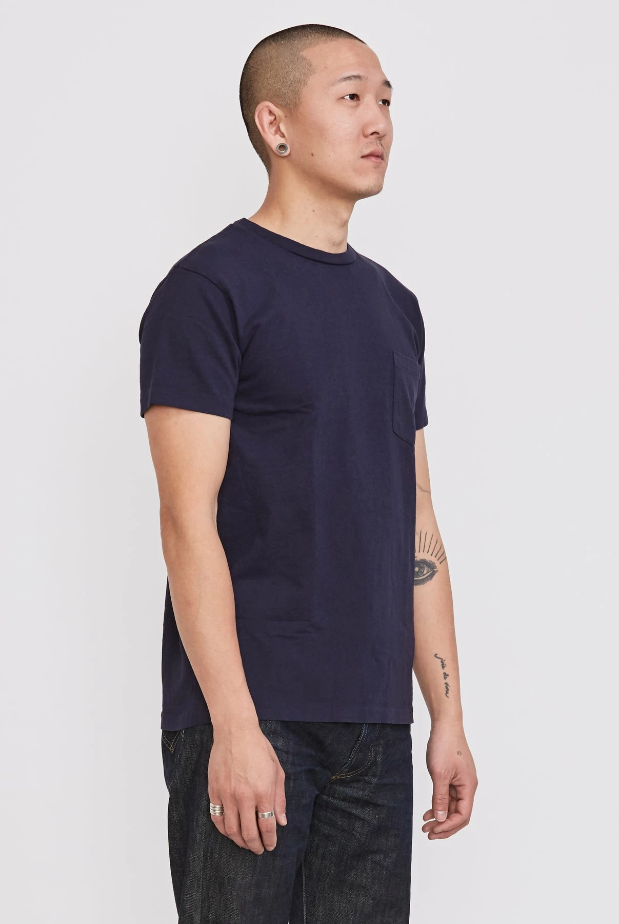 Crew Pocket T Shirt Navy - Image 3