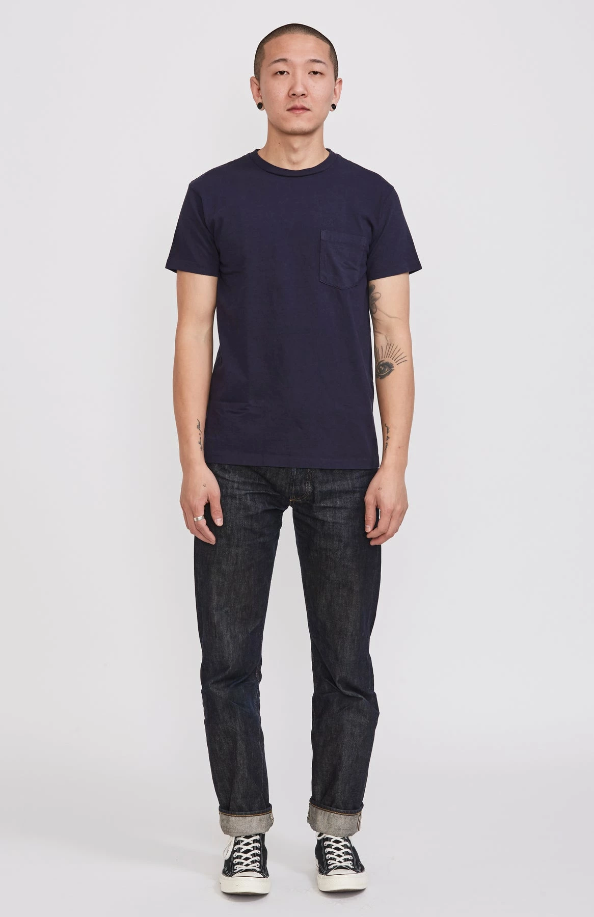 Crew Pocket T Shirt Navy - Image 4